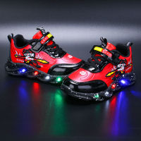 Nezha Childrens Sneakers with Light Spring and Autumn New Children Velvet Warm Cotton Shoes Boy Shoes Luminous Light up Shoes