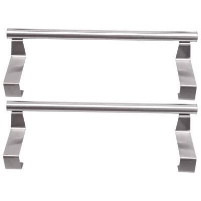 Stainless Steel Over Door Towel Rack Bar Holders for Universal Fit on Cabinet Cupboard Doors Pack of 2