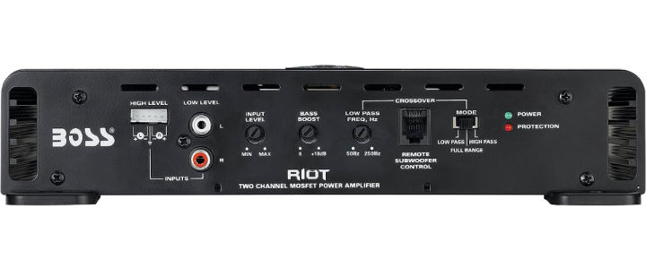 boss-audio-systems-r3002-riot-series-car-audio-amplifier-600-high-output-2-channel-2-8-ohm-high-low-level-inputs-high-low-pass-crossover-full-range-hook-up-to-stereo-and-subwoofer-class-ab-600w-2-chan