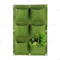 6 Pockets Green Wall-mounted Planting Bag Vertical Flower Plant Bag Vegetable Pots Garden Decoration YB1TH