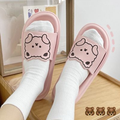 Cool slippers female summer wear thick bottom lovely home household lovers indoor bathroom shower antiskid slippers male summer