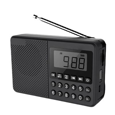 FM/AM/SW MP3 Dual Antenna Full Band Handheld MP3 Player Radio LED Display 2.1 Channel Support USB Stick/TF Card-Black