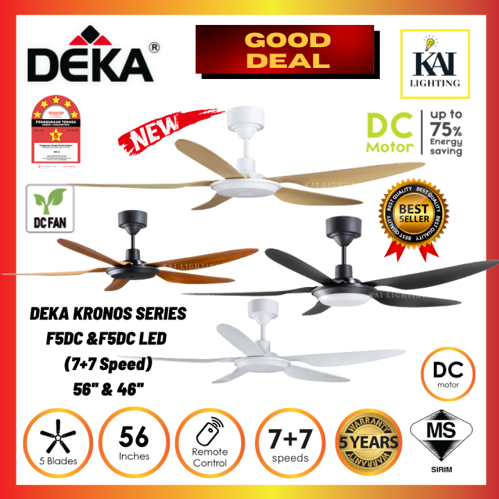 DEKA KRONOS F5DC NEW DC motor Remote control 5 Blades 56” Ceiling fan