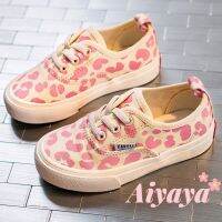 Aiyaya รองเท้าลำลองเด็ก รองเท้าลำลองลายเสือดาวสีชมพูของเด็กผู้หญิง 044