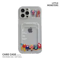 [Woo Fashion Case] เคสกระเป๋าสตางค์ใสลายการ์ตูน Little Monster สำหรับ Iphone X XR 8 7Plus 13 Mini 12 11 Pro XS Max ปลอกซิลิโคนกระเป๋าใส่บัตร