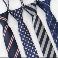 45x5cm/6cm Fashionable Men Tie Striped Soild Color Leisure Skinny Ties Easy Lazy Zipper Tie Student Party Performance Necktie