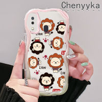 Chenyyka เคส A32 M10s A20 A30ลายการ์ตูนน่ารักลายสิงโตเนื้อครีมคลื่นขอบเป็นคลื่นเคสโทรศัพท์โปร่งใสซิลิโคนสีสันสดใสปลอกอ่อนกันกระแทกป้องกันเลนส์กล้องเคสใส