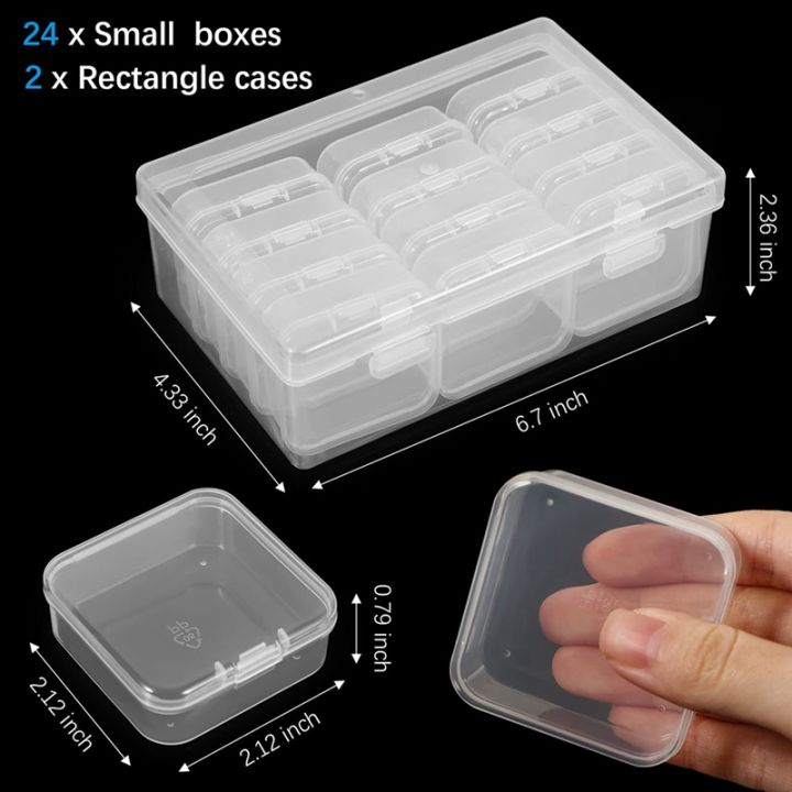 24pc-plastic-storage-organizer-containers-clear-storage-case-craft-containers-with-2pc-hinged-lid-craft-cases