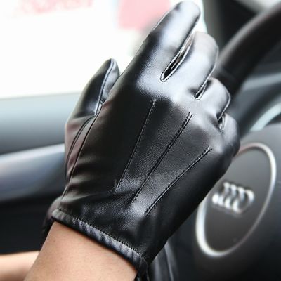Driving Hot Men 39;s Luxurious Pu Winter Autumn Driving Keep Warm Gloves Cashmere Tactical Gloves Leather Black Outdoor Sports
