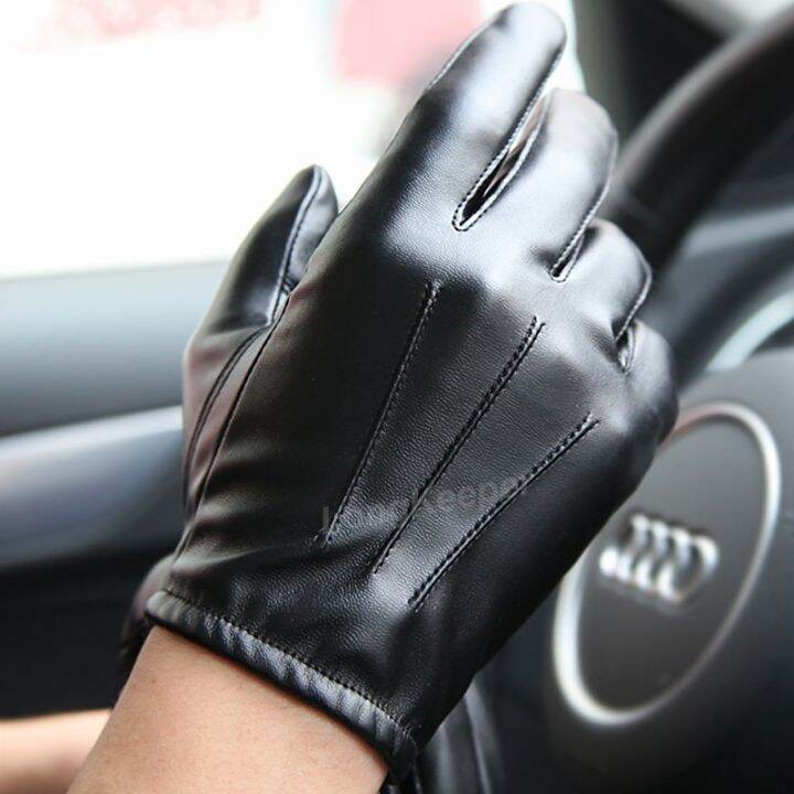 driving-hot-men-39-s-luxurious-pu-winter-autumn-driving-keep-warm-gloves-cashmere-tactical-gloves-leather-black-outdoor-sports