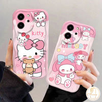 เคสโทรศัพท์การ์ตูนน่ารักเมโลดี้เฮลโลคิตตี้เข้ากันได้กับ IPhone 11 15 14 12 13 Pro Max 7 8 6S 6 Plus XR XS MAX SE 2020 3D เคส Tpu นิ่มขอบโค้งมน