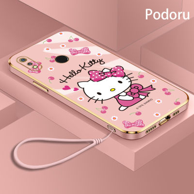 เคส OPPO Realme 3 RMX1821ชุบทองเรียบง่ายสุดหรูเคสโทรศัพท์ Hello Kitty เคสซิลิโคนแบบนิ่ม