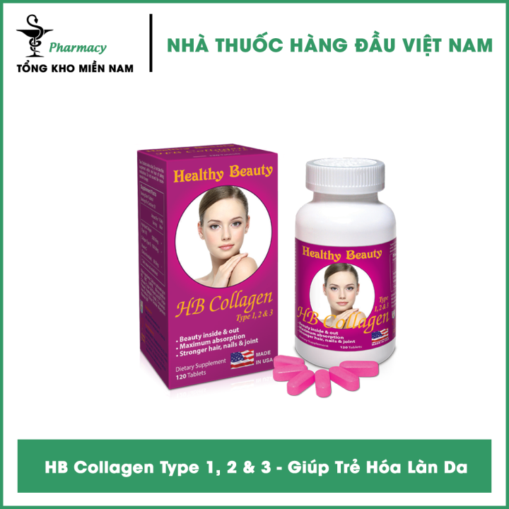 HB Collagen Type 1, 2 & 3 Hộp 120 Viên Giúp Trẻ Hóa Làn Da & Tăng Độ