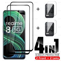 ☎ 4in1 Full Cover Tempered Glass Case For Realme 8 7 5G HD Protective Glass For realme 6 7 8 Pro Narzo 30A 30 5G Lens Protector