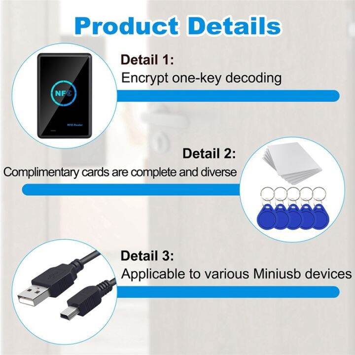 rfid-nfc-copier-duplicator-13-56khz-key-fob-nfc-smart-card-reader-writer-13-56mhz-encrypted-programmer-usb-uid-t5577-spare-parts