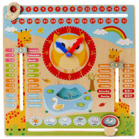 Baby Toys Montessori Calendar Time Learning Clock Wooden Toys For Kids WeatherWeek Cognition Educational Teaching Aids