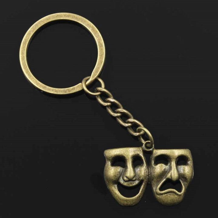 new-fashion-men-30mm-keychain-diy-metal-holder-chain-vintage-comedy-tragedy-masks-31x23mm-silver-color-pendant-gift-key-chains