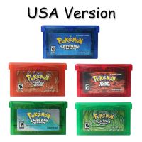 เกม Pokemon GBA 32บิตการ์ดคอนโซลตลับเกมวิดีโอเกม GBA ไพลินสีดำเข้มเขียวมรกตรุ่น USA สำหรับ GBA NDS