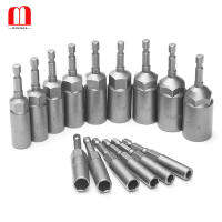 20211015 Pcs 80mm Length Deepen Power Nut Driver Drill Bit Set 5.5-19MM Impact Socket Adapter For Power Tools 6.35MM Hex Shank