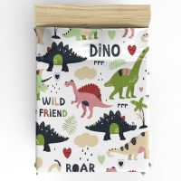 Cartoon Animal Dinosaur Leaves Custom Bedding Fitted Sheet Mattress Cover With Elastic Home Double Bed Sheet(no pillowcases)