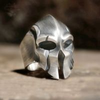 Men 39;s Ring Spartan Zed Mask Ring Retro Tide Brand Skull Opening Adjustable Size Ring Jewelry Gift