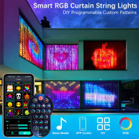 สมาร์ท RGB ม่านสตริงแสงบลูทู ธ โดยรอบไฟ LED APP ควบคุม DIY โปรแกรมสวนนางฟ้าพวงมาลัยตกแต่งห้องแต่งงาน