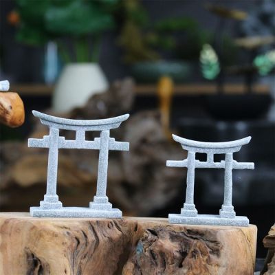 ULCER สีเทาและสีเทา ประตู Torii ญี่ปุ่นขนาดเล็ก หินทรายเทียม งานฝีมืองานประดิษฐ์ ศาลเจ้า shinto ขนาดเล็ก ของขวัญสำหรับเด็ก สวนนางฟ้า การจำลอง Torii ของเล่นสำหรับเด็ก