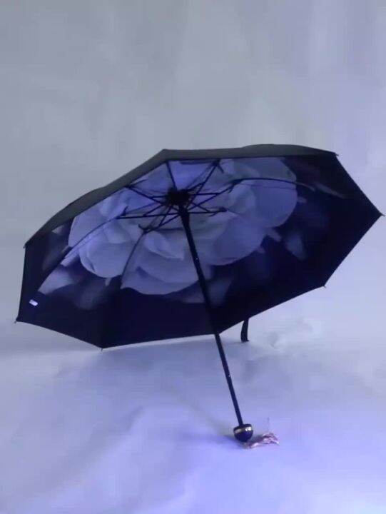 DoubleLayer Vinyl Female Sun Umbrella Three Folding Sun Umbrella Sun