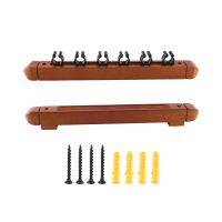 New Wall Mounted Hardwood Billiard Cue Rack Pool Cue Rack 6 Clips Billiard Holder Bracket Accessories,Brown