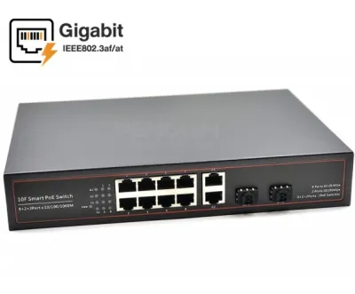 Gigabit PoE Switch 8 Port + 2GE + 2 SFP (Desktop)