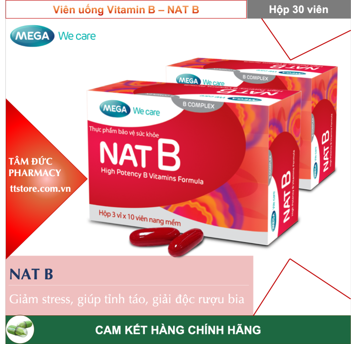 NAT B - Mega We Care [Hộp 30 Viên] - Bổ Sung Vitamin B, Giảm Stress ...