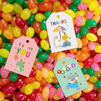 48Sets Cartoon Animal Thank You Gift Tags Cute MonkeyTiger Dinosaur Hang Tags Birthday Theme Party Label Card DIY Garment Tag Labels