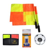 Soccer Referee flag Coin Cards Whistle Set Professional Football Referee Flag Kit Sports Training Equipment