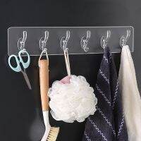 Transparent Row Hooks Traceless Powerful Wall-Mounted Room Organizer Storage Holder