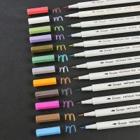 12 Colors Metallic Marker Pen Medium Point Metallic Markers for Rock Painting Black Paper Card Making Scrapbooking Crafts