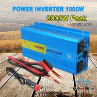 อินเวอร์เตอร์เพียวไซน์เวฟ2000วัตต์ DC 12V/24V เป็น AC 100V 110V 50Hz/60Hz ตัวแปลงพลังงานแสงอาทิตย์เต้าเสียบ US ที่จุดบุหรี่รถยนต์