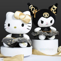 30เซนติเมตร Sanrio Kawaii สีดำและสีทองชุด Kuromi H Ello K Itty ของเล่นตุ๊กตาหมอนนุ่มยัดไส้ Plushies อะนิเมะการ์ตูนตุ๊กตาของขวัญ