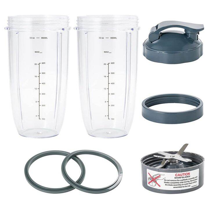 7 Pieces Nutribullet Blender Cups & Blade Replacement Set 32Oz Huge Cup for NutriBullet 600W