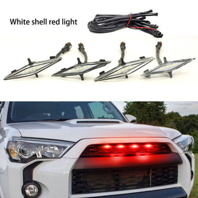 4pcs Car Association Grid Light Small Yellow Lights Grille Middle Mesh Lamp For Toyota 4Runner SUV TRD PRO Off-road 2014-