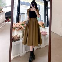 COD DSFGRDGHHHHH 2023 Summer New Style Short-Sleeved French Retro Square Neck Fake Two-Piece Dress Women