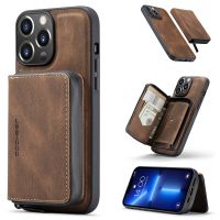 ∋✧♀ 2 in 1 Detachable Leather Cover For iPhone 13 12 11 Pro Max Mini Case Purse Zipper Wallet Card Holder Magnetic Wireless Charging