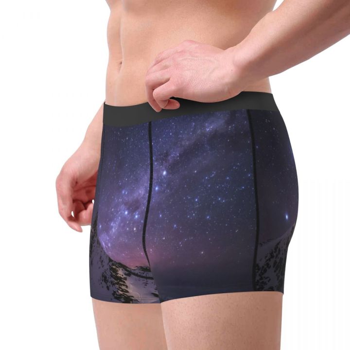galaxy-starry-night-7กางเกงในชายกางเกงบ็อกเซอร์ส่วนบุคคลสำหรับผู้ชายกางเกงชั้นในชายบางและเบา