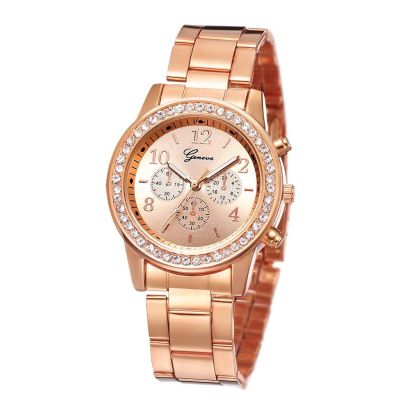 นาฬิกาผู้หญิงชุดนาฬิกาข้อมือทองคำสีกุหลาบแฟชั่นสายเงินข้อมือสแตนเลสสุภาพสตรีนาฬิกาควอตซ์