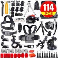 114pcs Action Cameras Accessories Pack Case Head Chest Monopod Bike Surf Mount for GoPro Hero 10 9 5 4 3 Osmo Sjcam Insta360