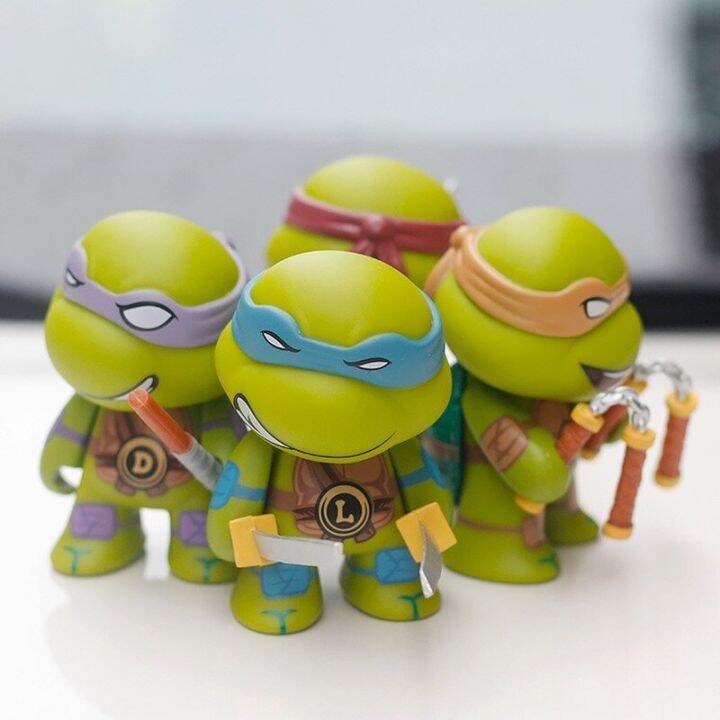 รูปเต่าอนิเมะนินจาวัยรุ่นกลายพันธุ์4ชิ้นเครื่องประดับรถตุ๊กตารูป-tmnt-รุ่น-q-อุปกรณ์เสริมที่สร้างสรรค์ทำด้วยมือของเล่นสำหรับตกแต่ง