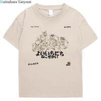 Cat Graphic T Shirt Hip Hop Men Streetwear Japanese Kanji Animals Print T-Shirt Summer Cotton Casual Short Sleeve Tshirt White XS-4XL-5XL-6XL