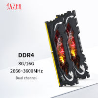 JAZER Memoria Ram DDR4 8Gb 2666MHz 16Gb 3200MHz 3600MHz หน่วยความจำเดสก์ท็อปคอมพิวเตอร์ Ram พร้อมฮีทซิงค์