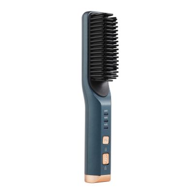 1Set Straight Hair Comb Hair Straightener Curling Straight Hair Brush 2 In1 Multifunctional Green
