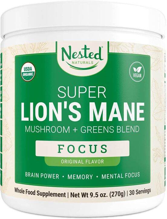 Nested Naturals Super Lions Mane, Focus, 1000 mg Lions Mane Mushrooms