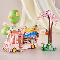 Creativity DIY Mini City Outing Bus Camper Van Camping Car Princess Ornament Model Building Blocks Bricks Toys for Girl Children